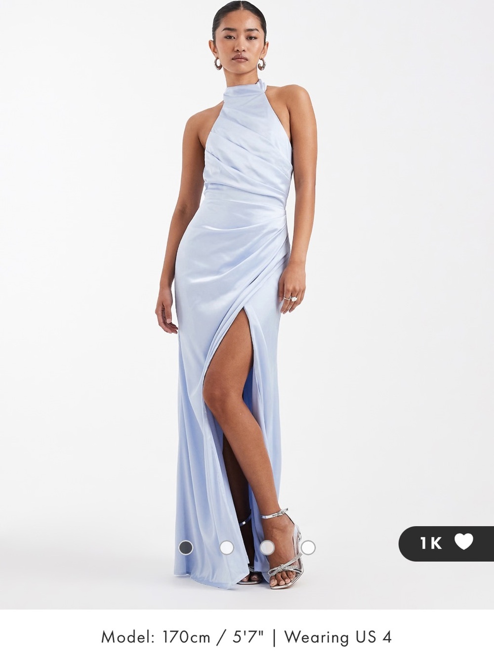 ASOS Pale Blue Halter Maxi Dress with High Thigh Slit